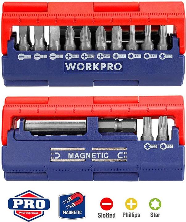 Actual product image Workpro Set of screwdriver tips 13 pieces