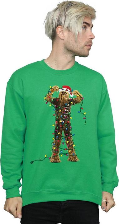 Actual product image Star Wars Mens Chewbacca Christmas Lights Sweatshirt (L)