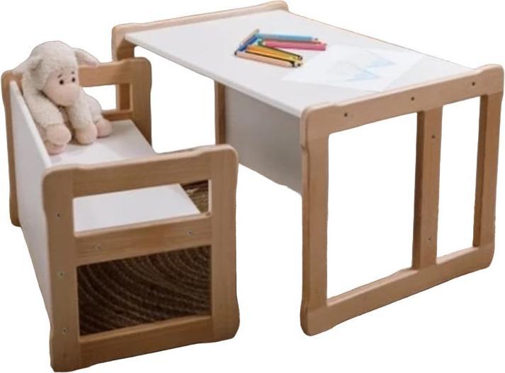 Actual product image Activity Board Children's Table and Chair/Bench Set, 3 in 1 Wooden Activity Table, Bench, Desk for Children Reading (Child armchair)