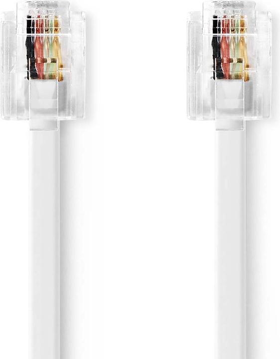 Produktbild Nedis Telefonkabel | RJ11 Stecker | RJ11 Stecker | 2.00 m | Kabeldesign: Flach | Beschichtung: Vergo