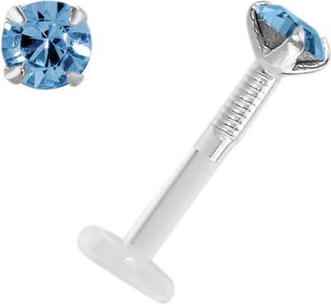 Bijouteria Piercing für Lippe/Tragus (Bioplast, Silber 925, Swarovski Kristall)