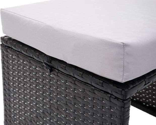 Produktbild Mendler 2x Poly-Rattan Hocker, Gartenhocker Sitzhocker, Gastronomie - schwarz, Kissen hellgrau