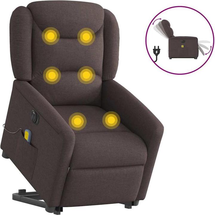 Immagine prodotto VidaXL Poltrona massaggiante elettrica con ausilio per la risalita in tessuto marrone scuro