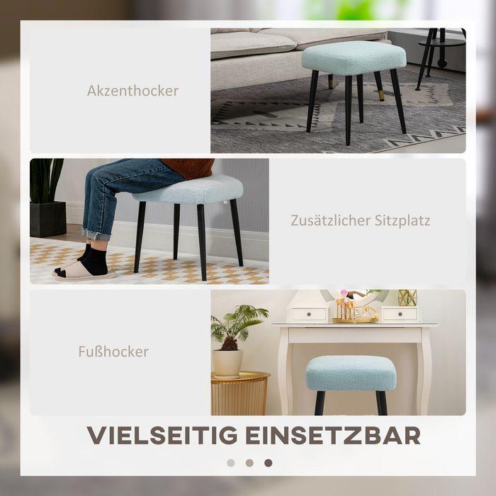 Produktbild Swisshandel24 Fusshocker Sitzhocker quadratisch inkl. Kaschmir-Optik, hellblau