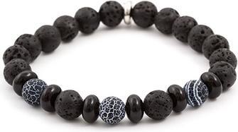 Beneto Beaded bracelet made of lava stone and howlite MINK63 - Length: 17 cm (L) (17 cm, Howlite, Lava Stein)