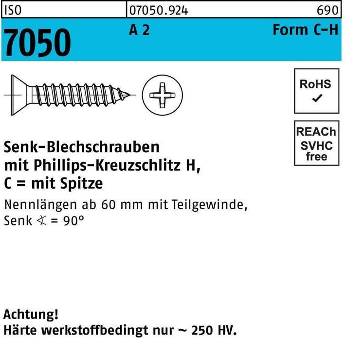 Actual product image Self-tapping screw ISO 7050 SEKO w.point/cross recess-PH 2.2 x 13 -C-H A 2 (1000 Screws per piece)
