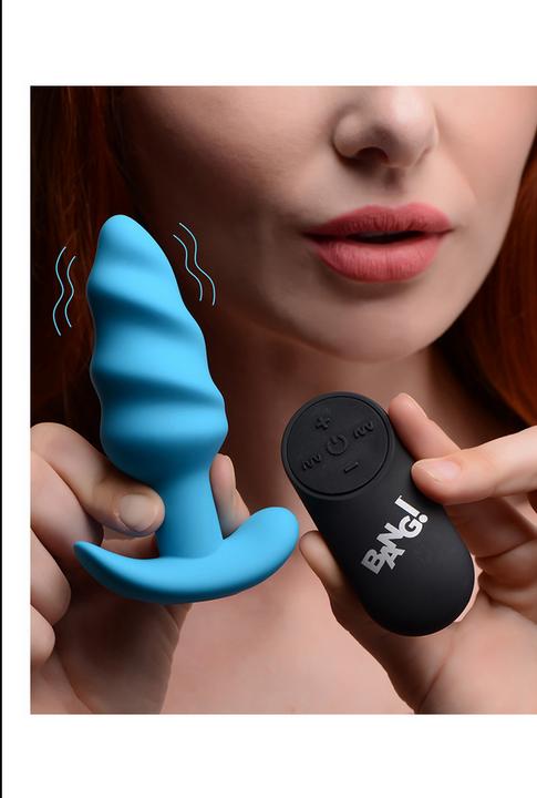 Actual product image XR Brands 21X Vibrating Silicone Swirl Butt Plug with Remote