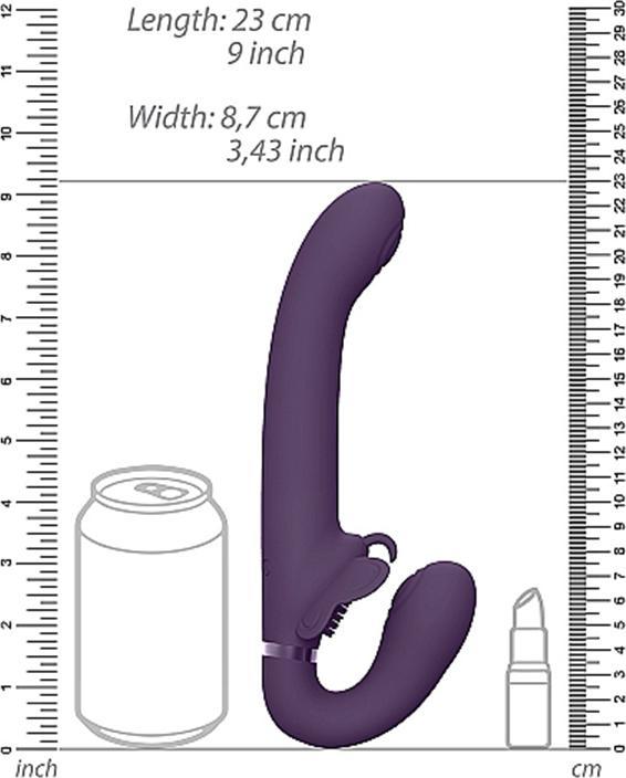 Actual product image Topco Satu - Pulse Wave & Vibrating Strapless Strapon - Purple