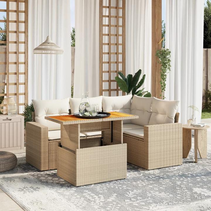 Produktbild VidaXL Gartenmöbel Sofa Garnitur Gartengarnitur Garten Sitzgruppe 5-tlg. Beige
