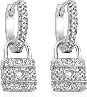 Agato - Beautiful silver earrings 2 in 1 Locks AGT-E139KW (Silber)