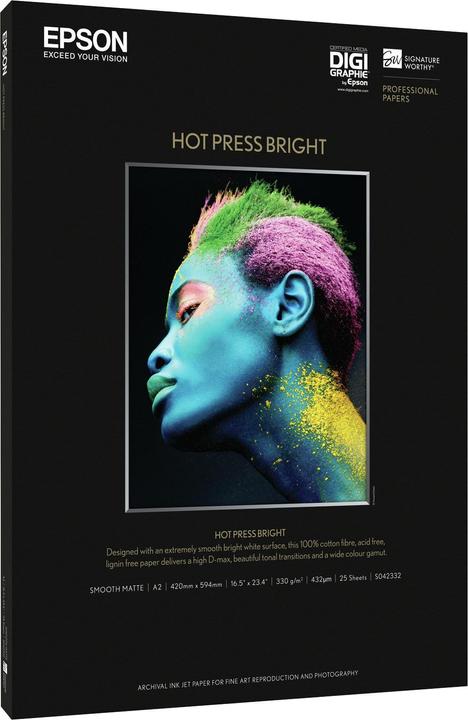 Image du produit Epson Hot Press Bright (330 g/m², A2, 25 x)