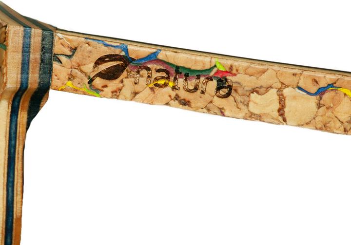 Image du produit Natura Punto Lunettes de soleil extravagantes en liège & cuir verres miroirs bleus & motifs