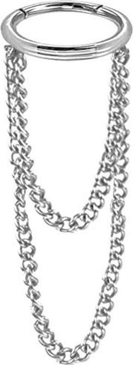 Immagine prodotto Star Piercing Anello a micro segmenti incernierato in argento, ciondolo a due catene (senza ottone, Acciaio chirurgico 316L)