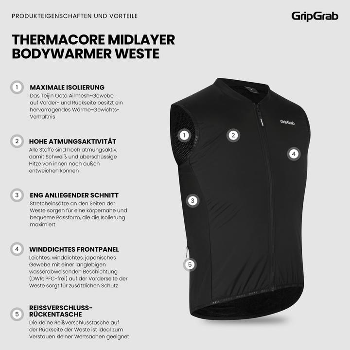 Produktbild GripGrab ThermaCore Bodywarmer Mid-Layer Weste (L)
