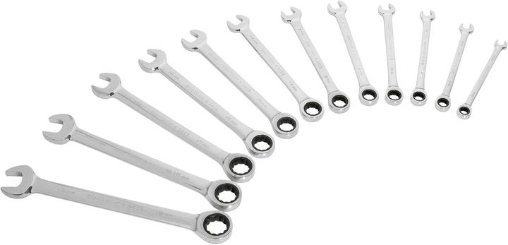 Kraftwerk 12-p. Set di chiavi a cricchetto CLICKRAFT (8 mm, 9 mm, 10 mm, 11 mm, 12 mm, 13 mm, 14 mm, 15 mm, 16 mm, 17 mm, 18 mm, 19 mm)