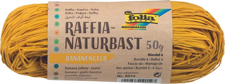 Actual product image Folia Bringmann Natural Bast Raffia 50g Banana Yellow (Gift ribbon, 1 x)