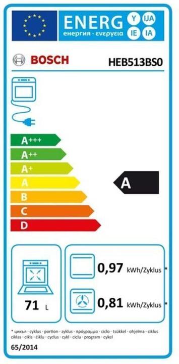 Energie-Label Bosch Hausgeräte HND 411 GS 66 Ed EB-Herdset (EX) Ceran HEB513BS0+NKN64RGA2E+HEZ541000