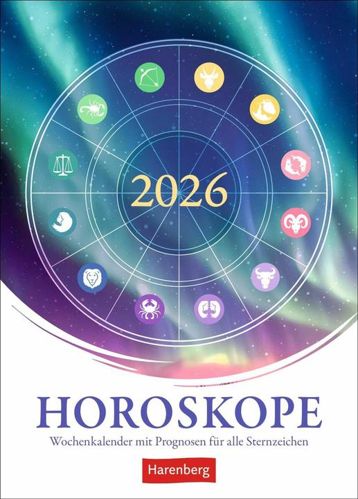 Produktbild Harenberg Horoskope Wochenkalender 2026 - Wochenkalender mit Prognosen für alle Sternzeichen (Deutsch)