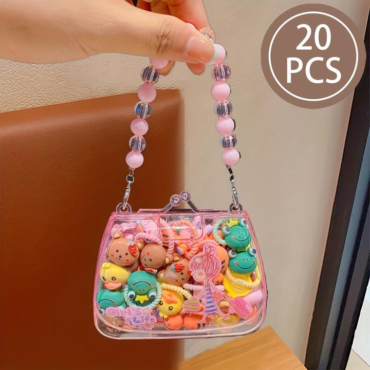 Activity Board 20Pcs Sweet Style Harz Haargummis Set für Jugendliche, gemischte Farbe Pflanze Muster, sortierte