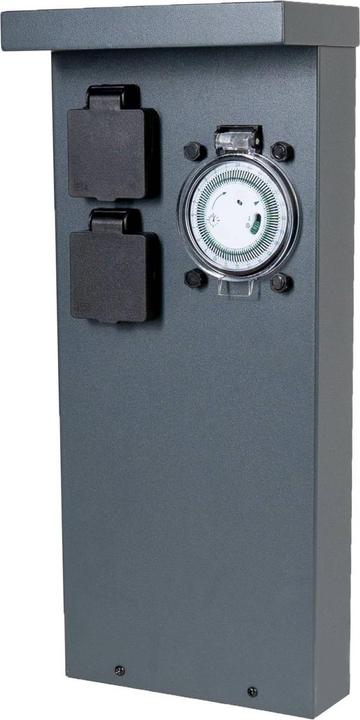 Immagine prodotto Grafner Colonnina in acciaio inox con timer 2 prese da esterno Presa da giardino antracite