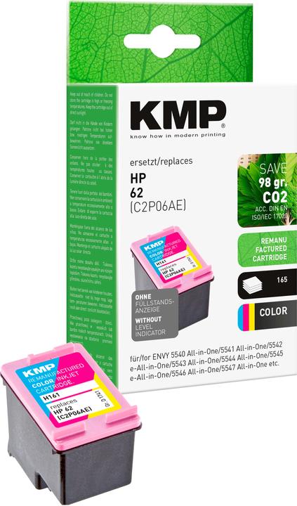 KMP H161 Cartuccia d'inchiostro a 3 colori compatibile con HP C2P06AE No. 62 (M, C, Y)