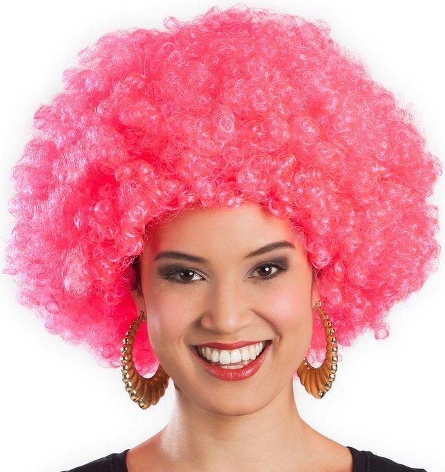 Produktbild Fasnacht Perücke Afro rosa