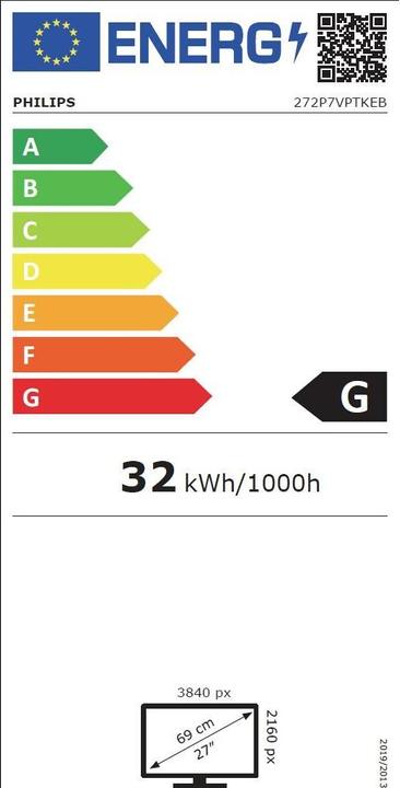 Label énergétique Philips P-line 272P7VPTKEB (3840 x 2160 pixels, 27")