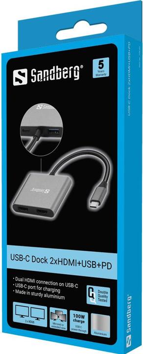 Produktbild Sandberg Dockingstation (USB-C, 3 Ports)