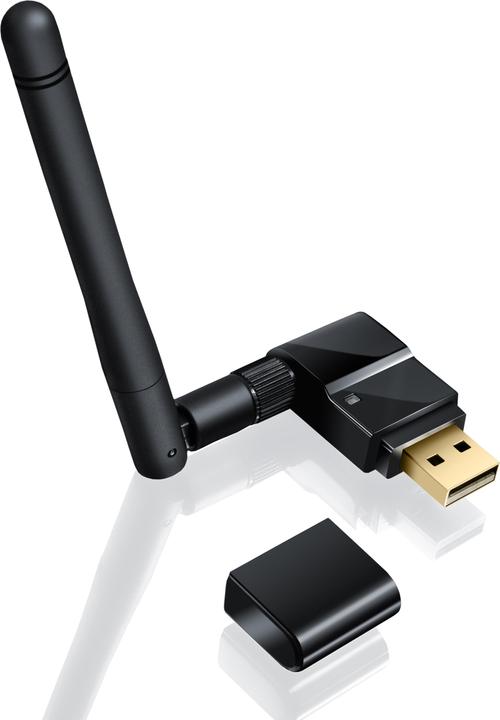 Actual product image CSL WLAN USB adapter 300 Mbit/s WiFi stick with antenna 802.11n/b/g, SMA, long range, Windows 11 (USB 2.0)