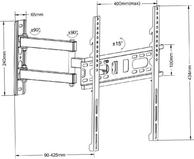 Produktbild Maclean MC-761 - VESA Monitor-/TV-Halter, 26-55", schwarz, 30 kg (Wand, 55", 30 kg)