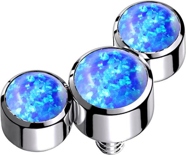 Immagine prodotto Star Piercing Dermal Anchor argento tre opali blu (Titanio G23, senza ottone)