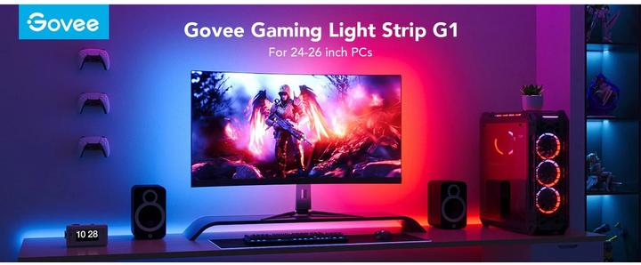 Image du produit Govee LED Stripe Gaming G1, Wi-Fi + Bluetooth, RGBIC, 24-26 (RGBW, 200 cm, Intérieur)