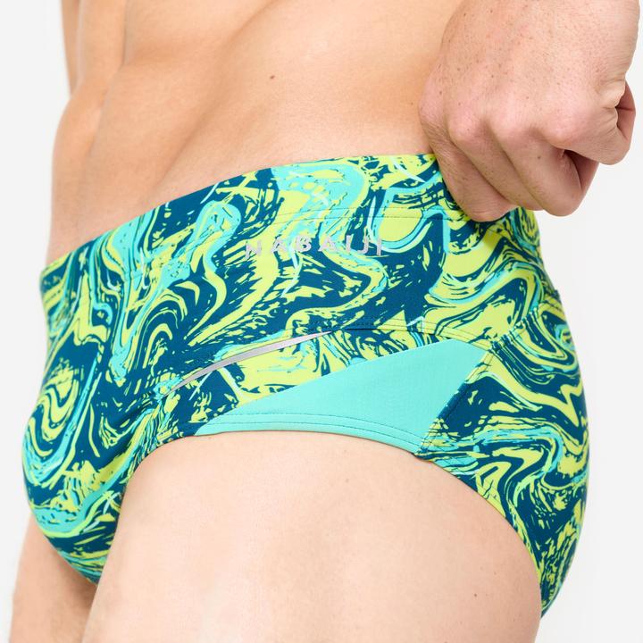 Produktbild Nabaiji Badehose Slip Herren Kastenform - 900 Print gelb/grün (XXL)