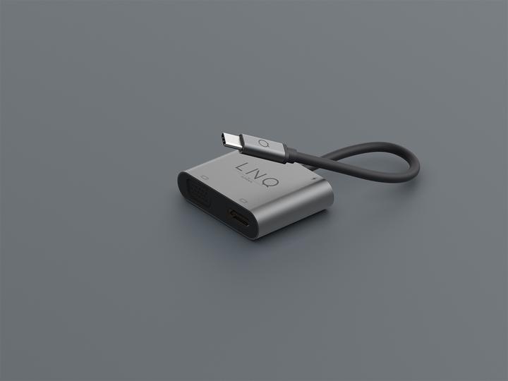Produktbild LINQ Connects USB-C -> 1x HDMI, 1x VGA, 1x USB-C, 1x USB-A LQ48001 grey (USB-C, 1 Ports)