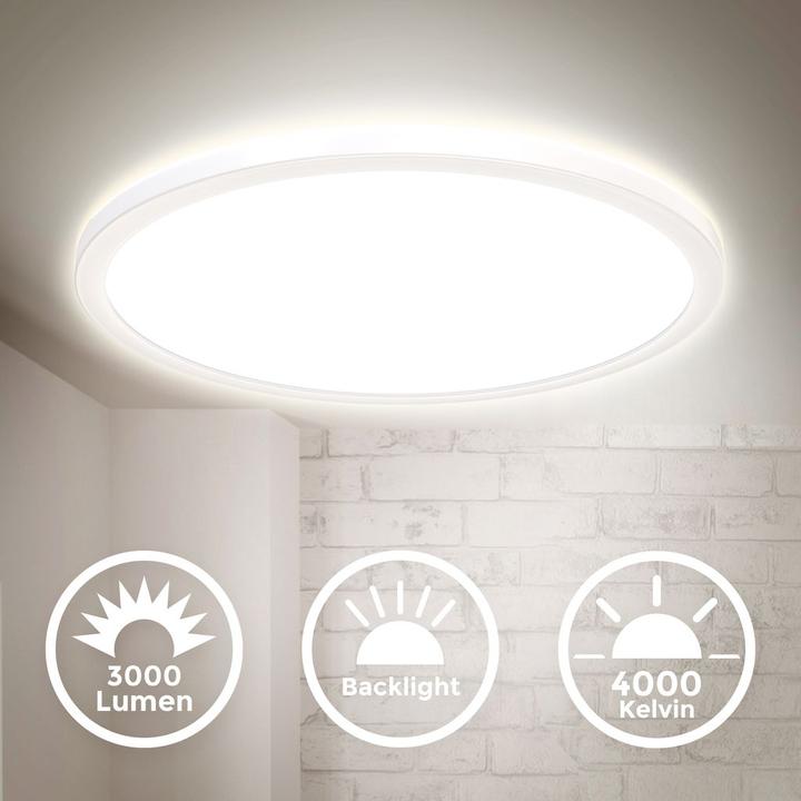 Actual product image B.K.Licht Ultra-flat LED panel with LED backlight, white, 1xLED/22W (3000 lm)