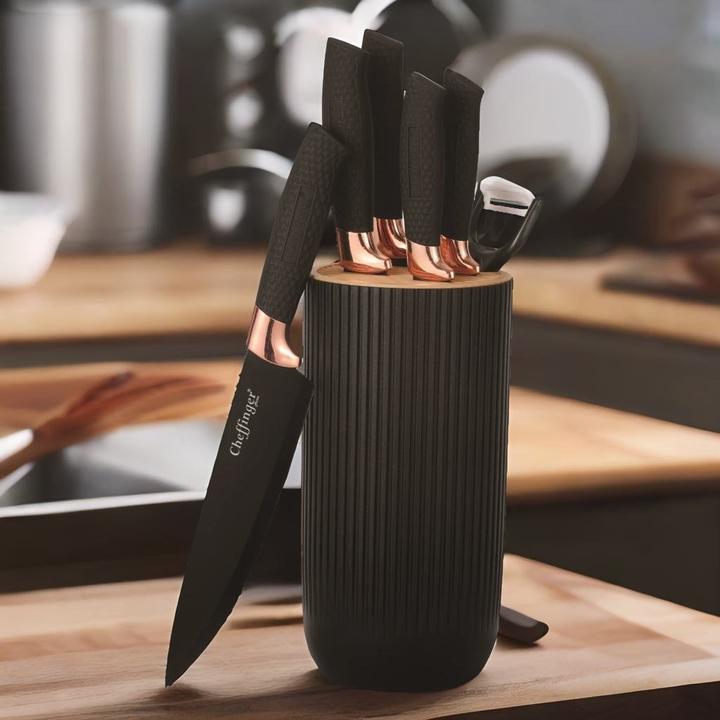 Produktbild Cheffinger Messerset - 7 Teile - Gold und Schwarz