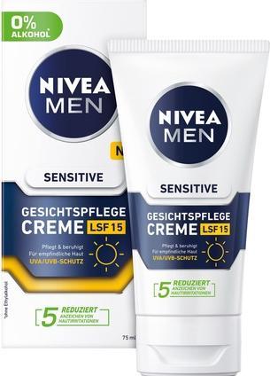 Nivea Men Protective skin cream SPF 15 Men Sensitive (Face Cream) 75 ml (75 ml, Day cream, SPF 15)