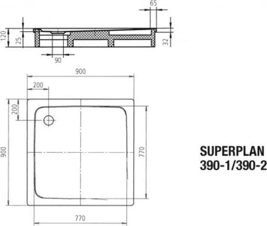 Actual product image Kaldewei Superplan 390-1 90x90cm