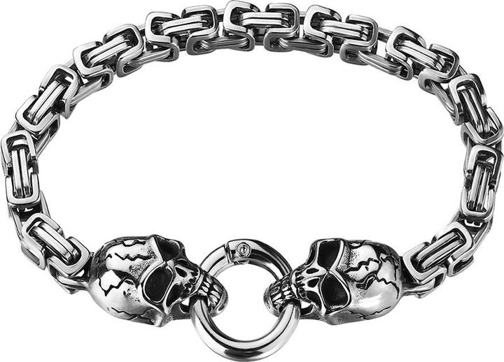 Produktbild Star Piercing Armband silber eckige Kette mit Totenkopf (22 cm, ohne Messing, Chirurgenstahl 316L)