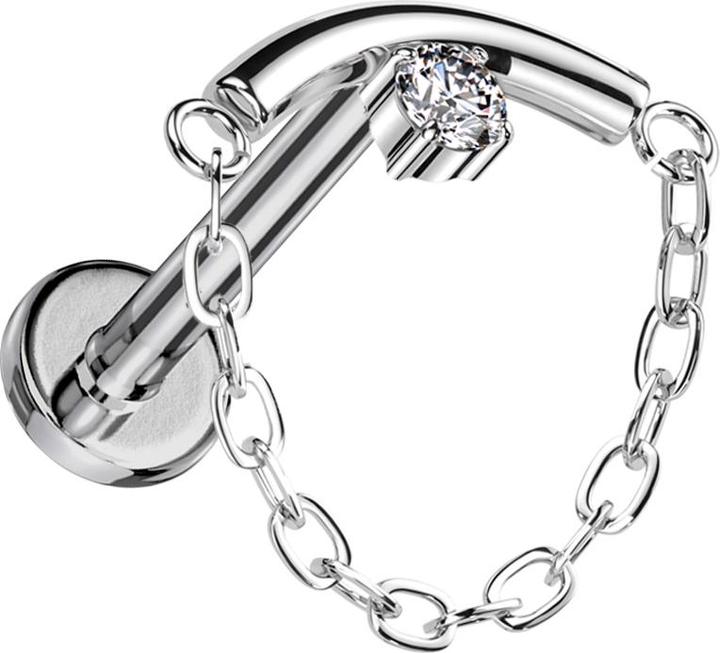 Star Piercing Micro Labret Innengewinde silber stange gebogen silber Kristall silber Anhänger Kette (ohne Messing, Titan G23)
