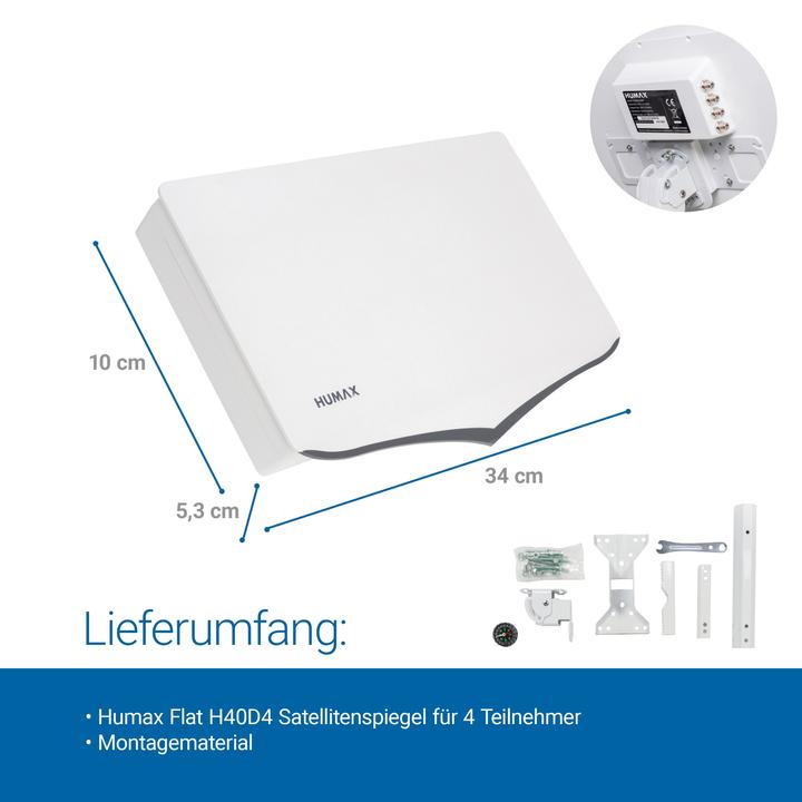 Produktbild Humax Mobile Flachantenne H40D Quad (Flachantenne, DVB-S / -S2)