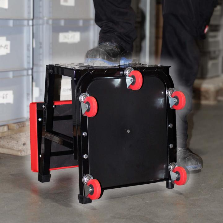 Produktbild Wiltec Werkstattwagen rollbar Tritthocker Werkstatthocker Rollsitz Leiter Ablage