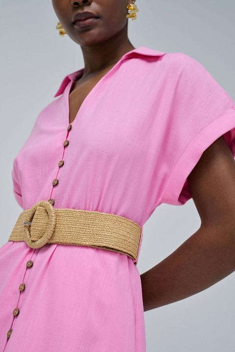 Actual product image Salsa Jeans Midikleid Linen Shirt Dress With Front Buttoned Belt (S)