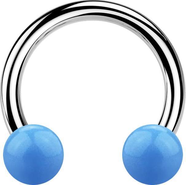 Produktbild Star Piercing Micro Circular Barbell silber mit zwei Kugeln hellblau (Chirurgenstahl 316L, Acryl, ohne Messing)