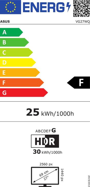 Label énergétique ASUS TUF Gaming VG27WQ (2560 x 1440 pixels, 27")