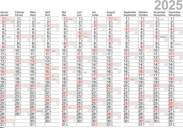 Valeurs nutritives et ingrédients Biella Planning annuale da parete (98 x 68 cm, Non contraignant, Allemand, Français)