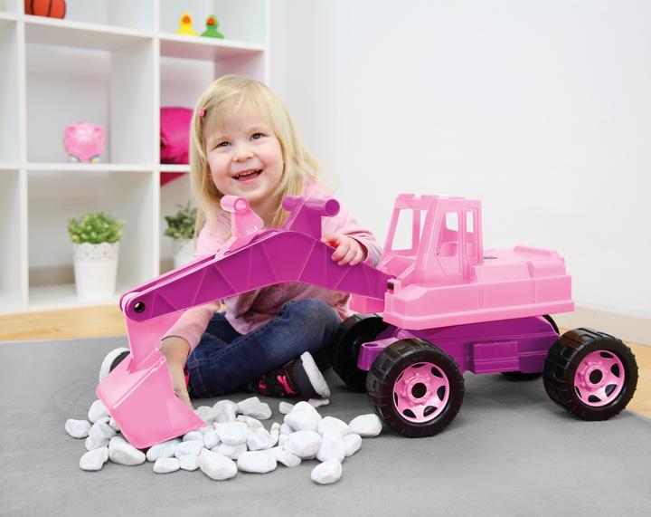 Actual product image Lena 02137 - Strong giants, excavator, sitting excavator, sand toy, outdoor, 70 cm, pink
