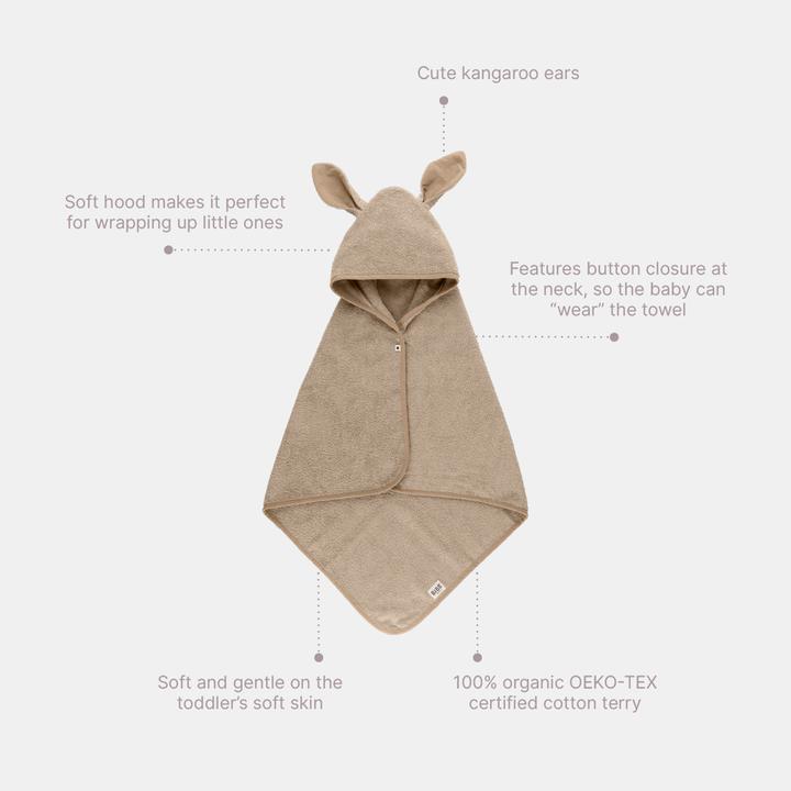 Actual product image Bibs Kangaroo Hoodie Towel Baby Woodchuck