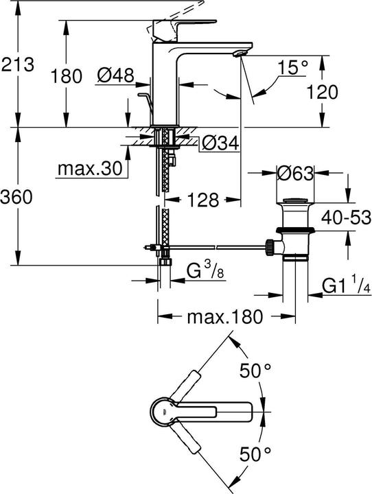 Produktbild Grohe Lineare Einhand-Waschtischbatterie S-Size
