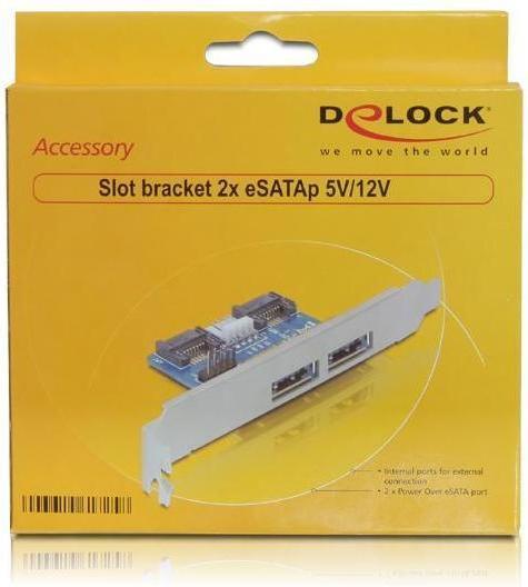 Produktbild Delock Slot bracket 2x eSATAp 5V/12V with Low Profile Bracket